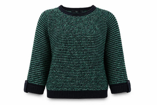 EWM Womens Green Round Neck  Cotton Pullover Jumper Size 10