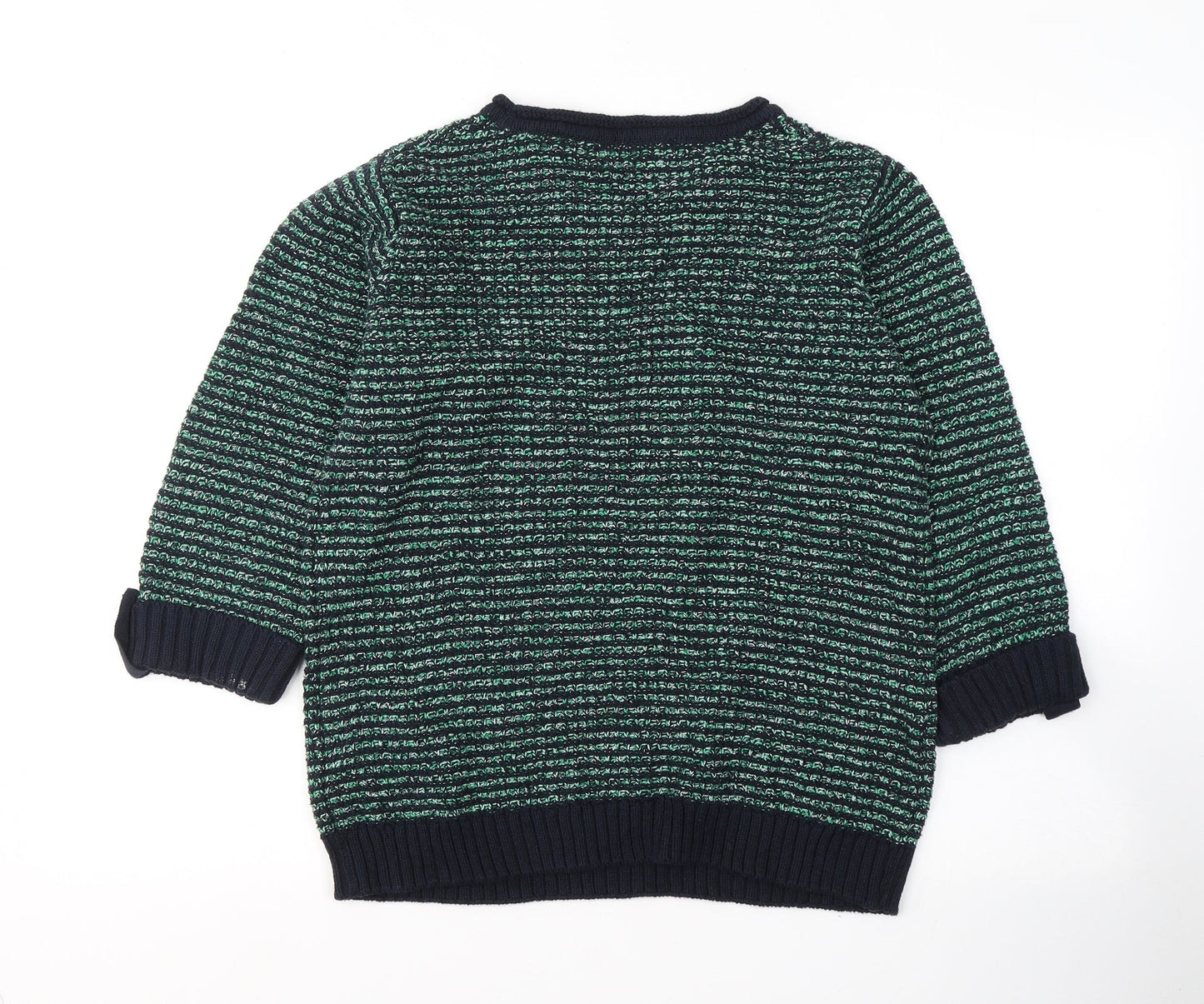 EWM Womens Green Round Neck  Cotton Pullover Jumper Size 10