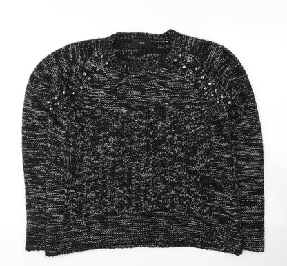 Next Womens Black Round Neck  Acrylic Pullover Jumper Size 12
