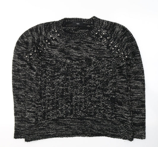 NEXT Womens Black Round Neck  Acrylic Pullover Jumper Size 12