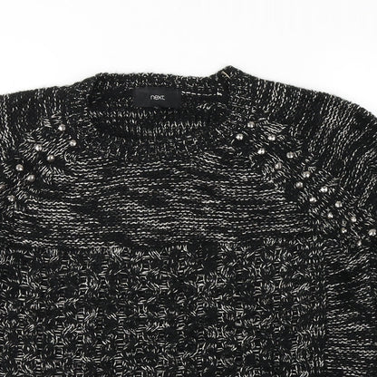 Next Womens Black Round Neck  Acrylic Pullover Jumper Size 12