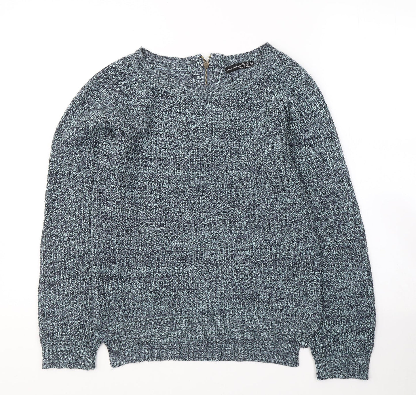 Atmosphere Womens Blue Round Neck  Acrylic Pullover Jumper Size 8