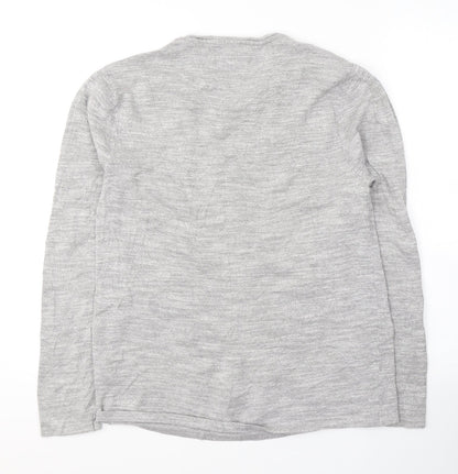 Next Mens Grey Round Neck  Cotton Pullover Jumper Size M