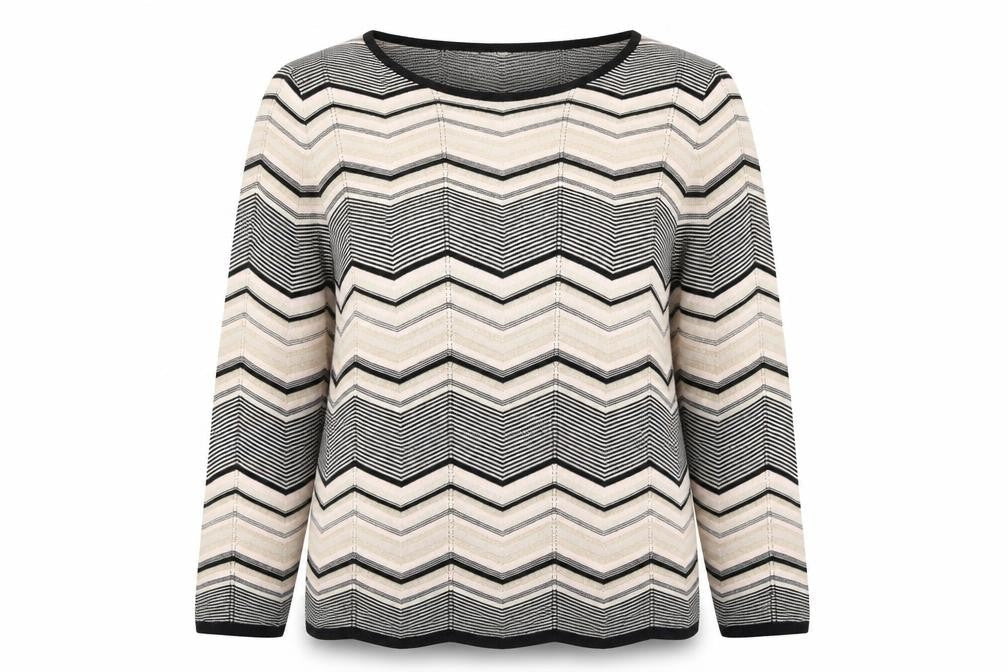 Bonmarché Womens Multicoloured Round Neck Striped Viscose Pullover Jumper Size 16