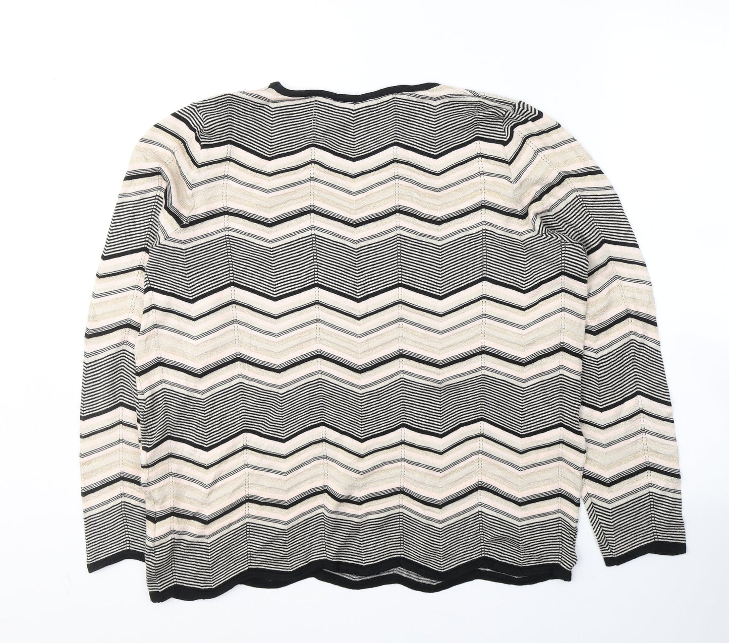 Bonmarché Womens Multicoloured Round Neck Striped Viscose Pullover Jumper Size 16