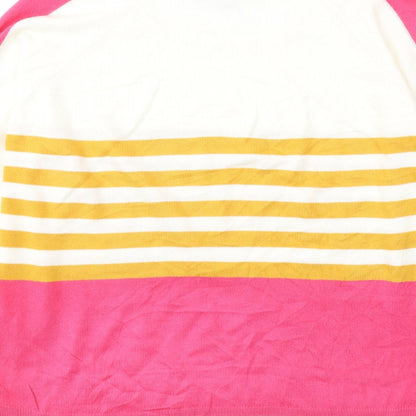 Next Womens White Round Neck Striped Acrylic Pullover Jumper Size 12
