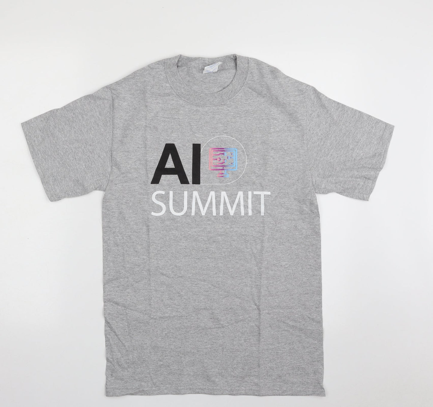 Gildan Mens Grey  Cotton  T-Shirt Size S Crew Neck  - AI Summit