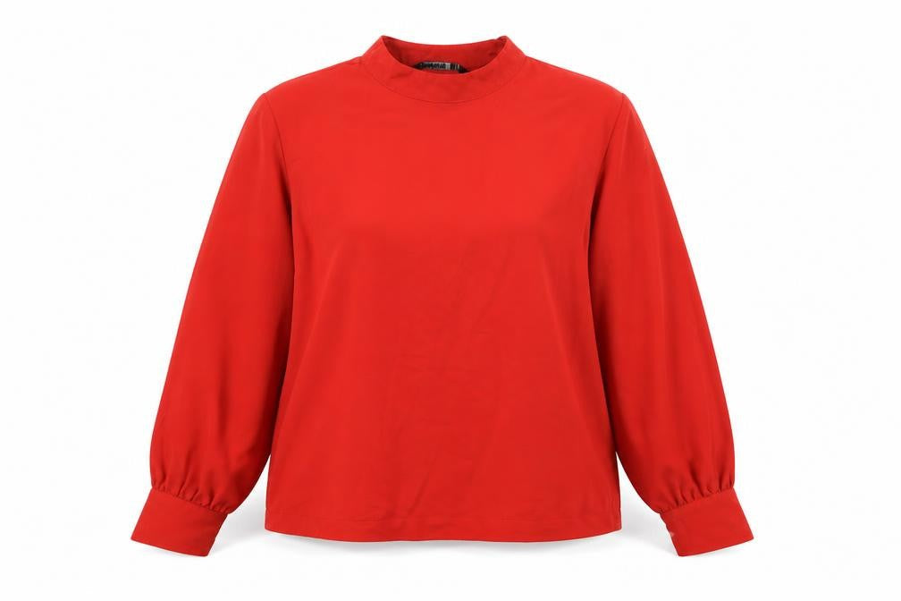 Stradivarius Womens Red  Polyester Basic Blouse Size M High Neck