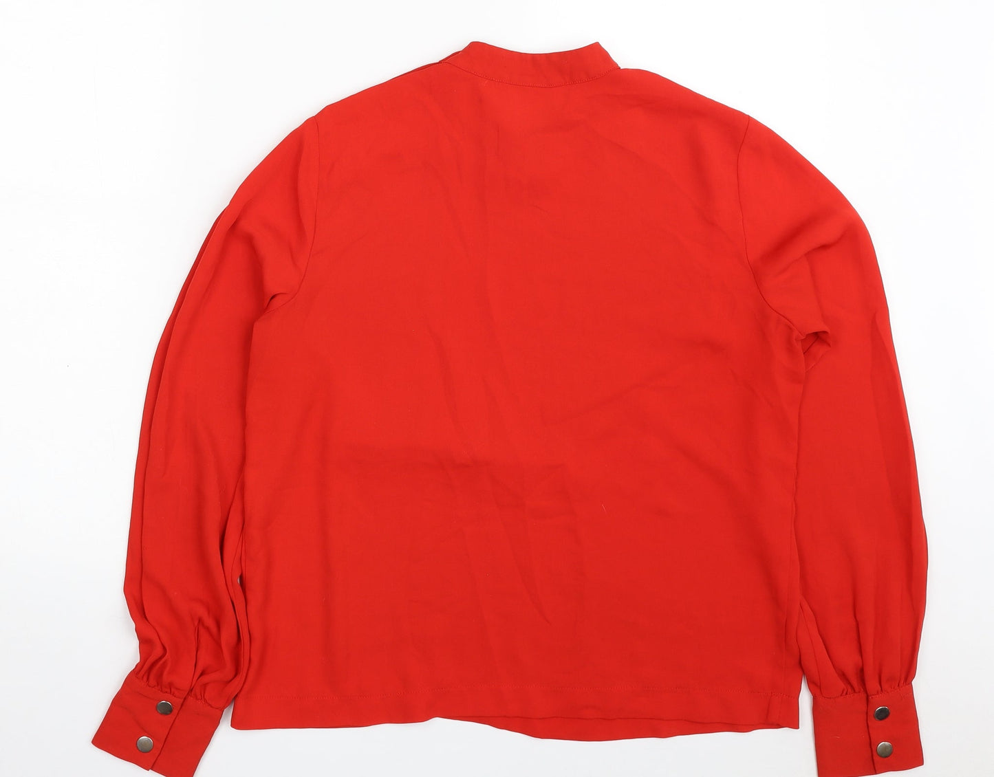Stradivarius Womens Red  Polyester Basic Blouse Size M High Neck
