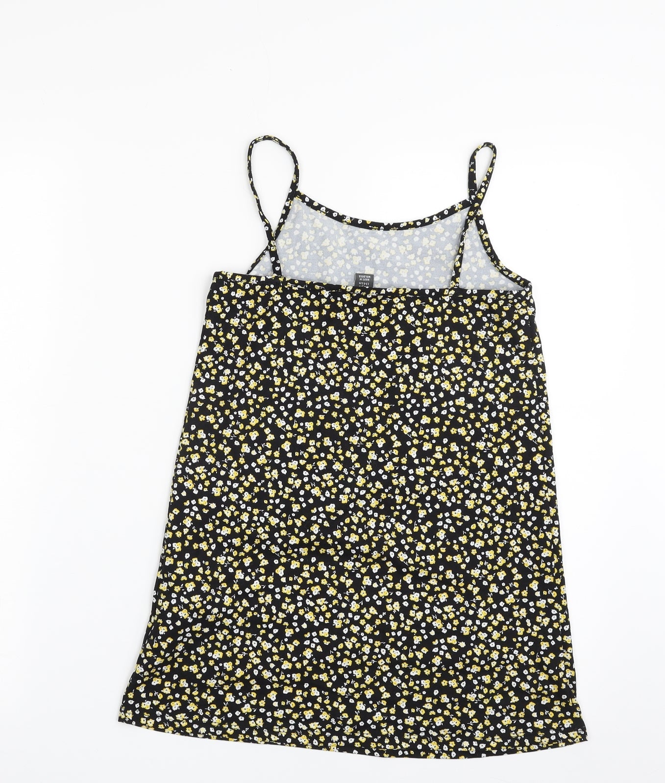 Primark Girls Black Floral Polyester Camisole Tank Size 8-9 Years Square Neck Pullover