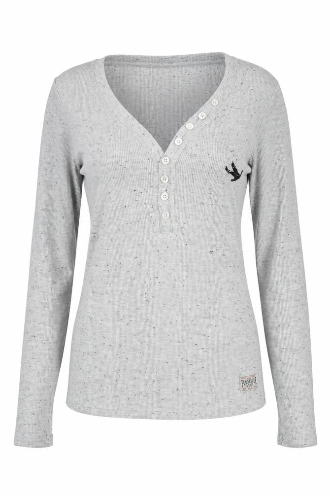 New Look Womens Grey Spotted Cotton Pullover Sweatshirt Size 8  Button
