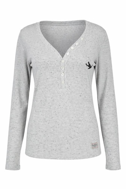 New Look Womens Grey Spotted Cotton Pullover Sweatshirt Size 8  Button