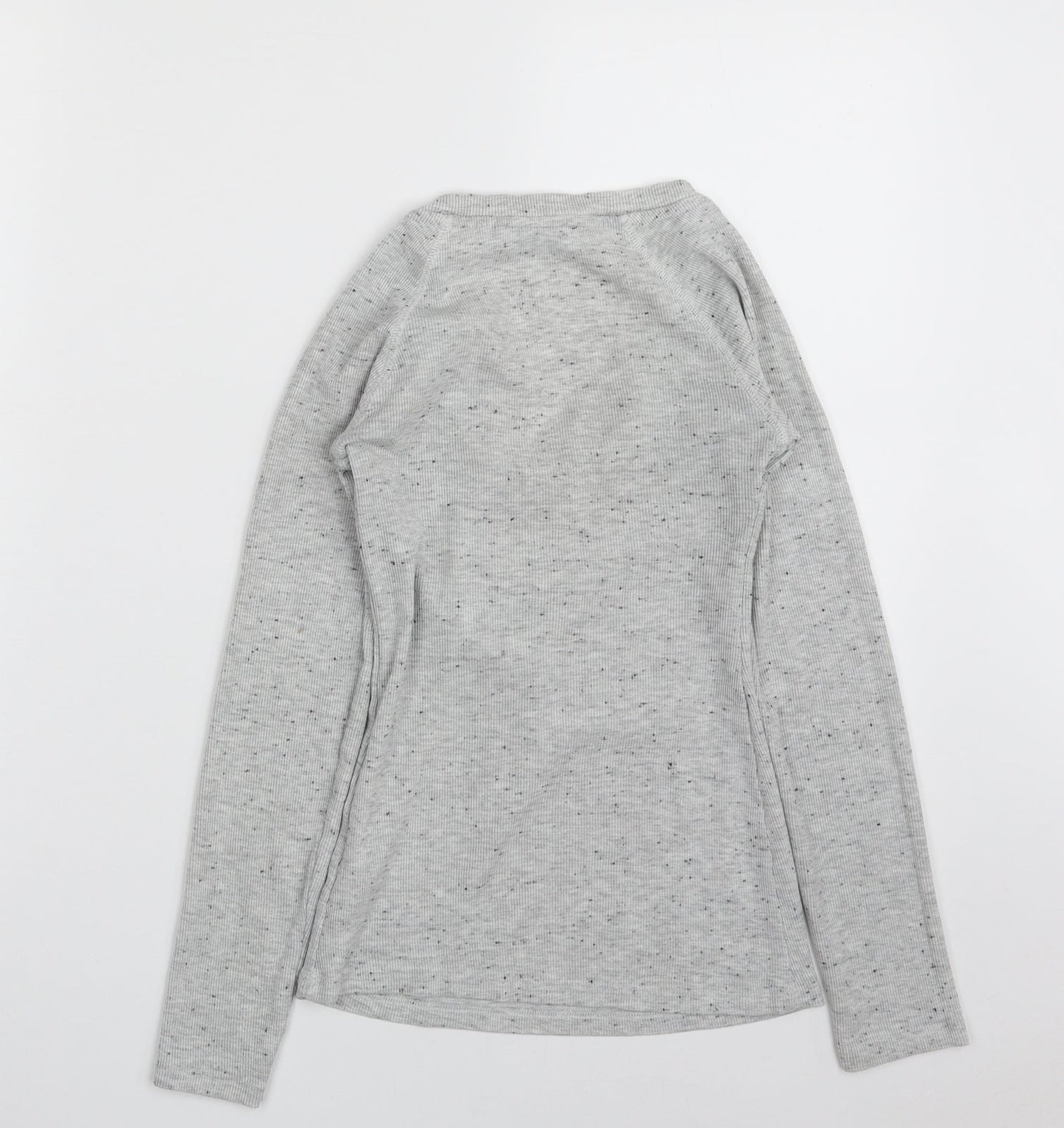 New Look Womens Grey Spotted Cotton Pullover Sweatshirt Size 8  Button