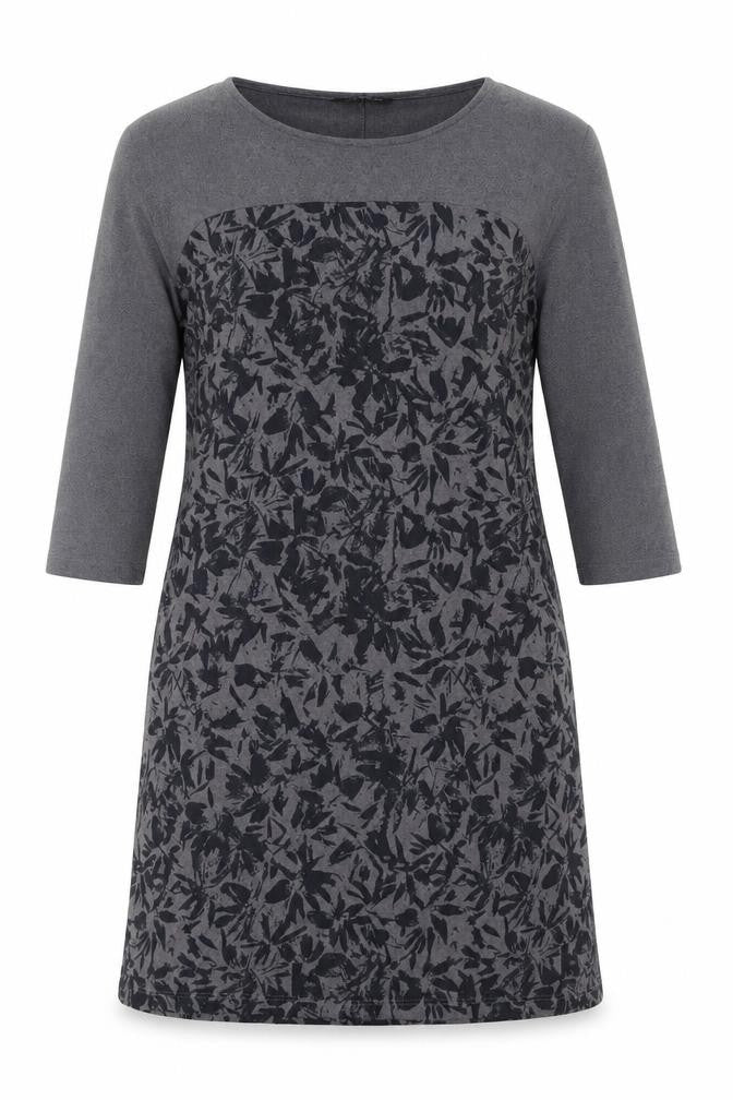 VIZ. A. VIZ Womens Grey Floral Polyester A-Line  Size S  Boat Neck Pullover