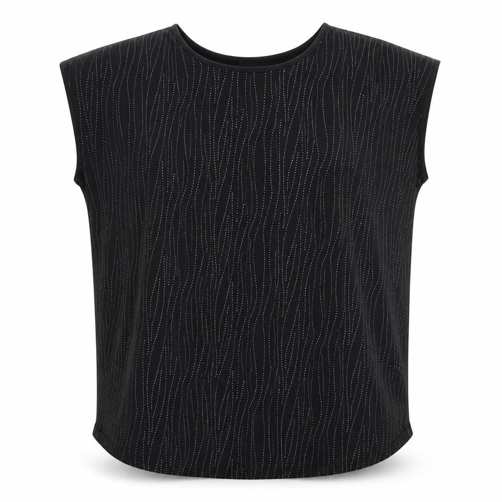 Klass Womens Black Striped Polyester Basic Blouse Size M Boat Neck