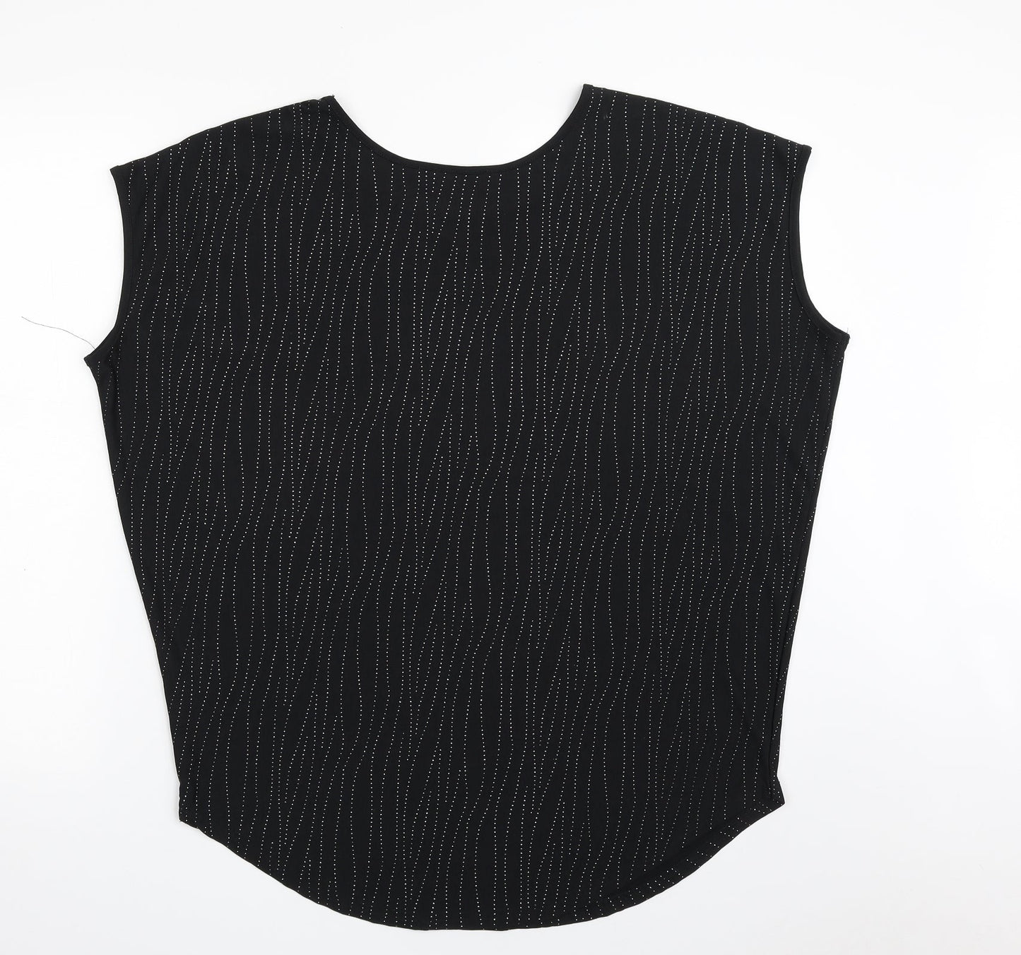 Klass Womens Black Striped Polyester Basic Blouse Size M Boat Neck