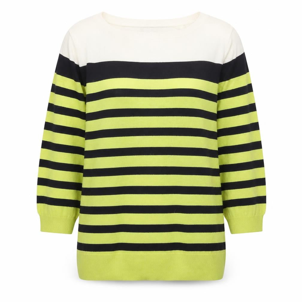 Red Womens Multicoloured Boat Neck Striped Rayon Pullover Jumper Size L
