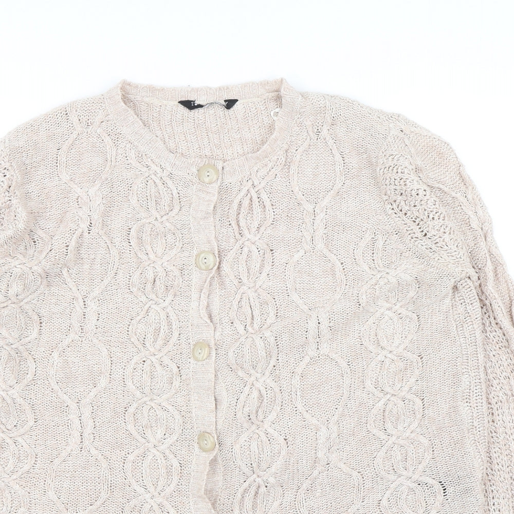 Debenhams Womens Beige Round Neck  Acrylic Cardigan Jumper Size 16