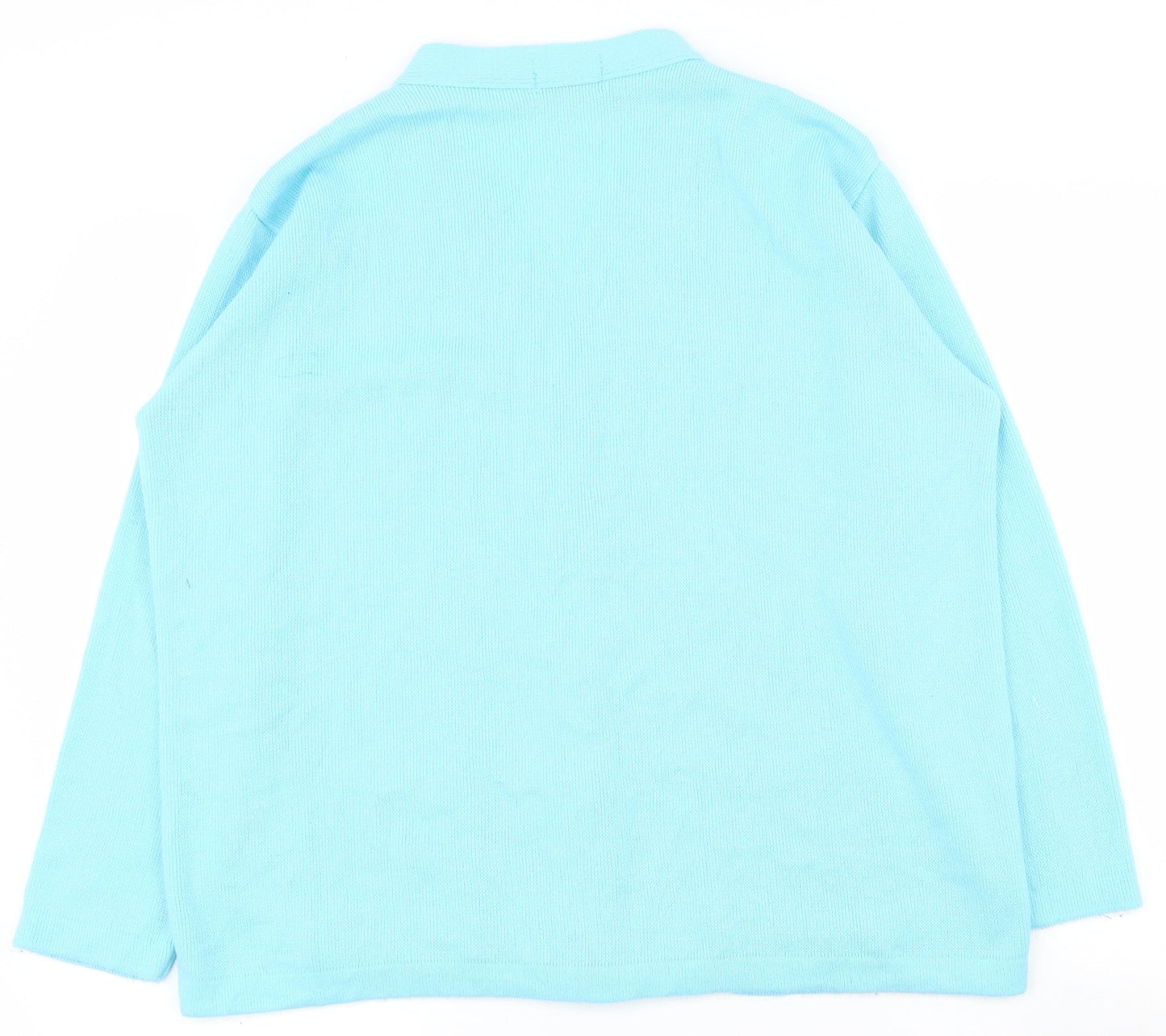 Merry Gold Womens Blue V-Neck  Acrylic Cardigan Jumper Size L