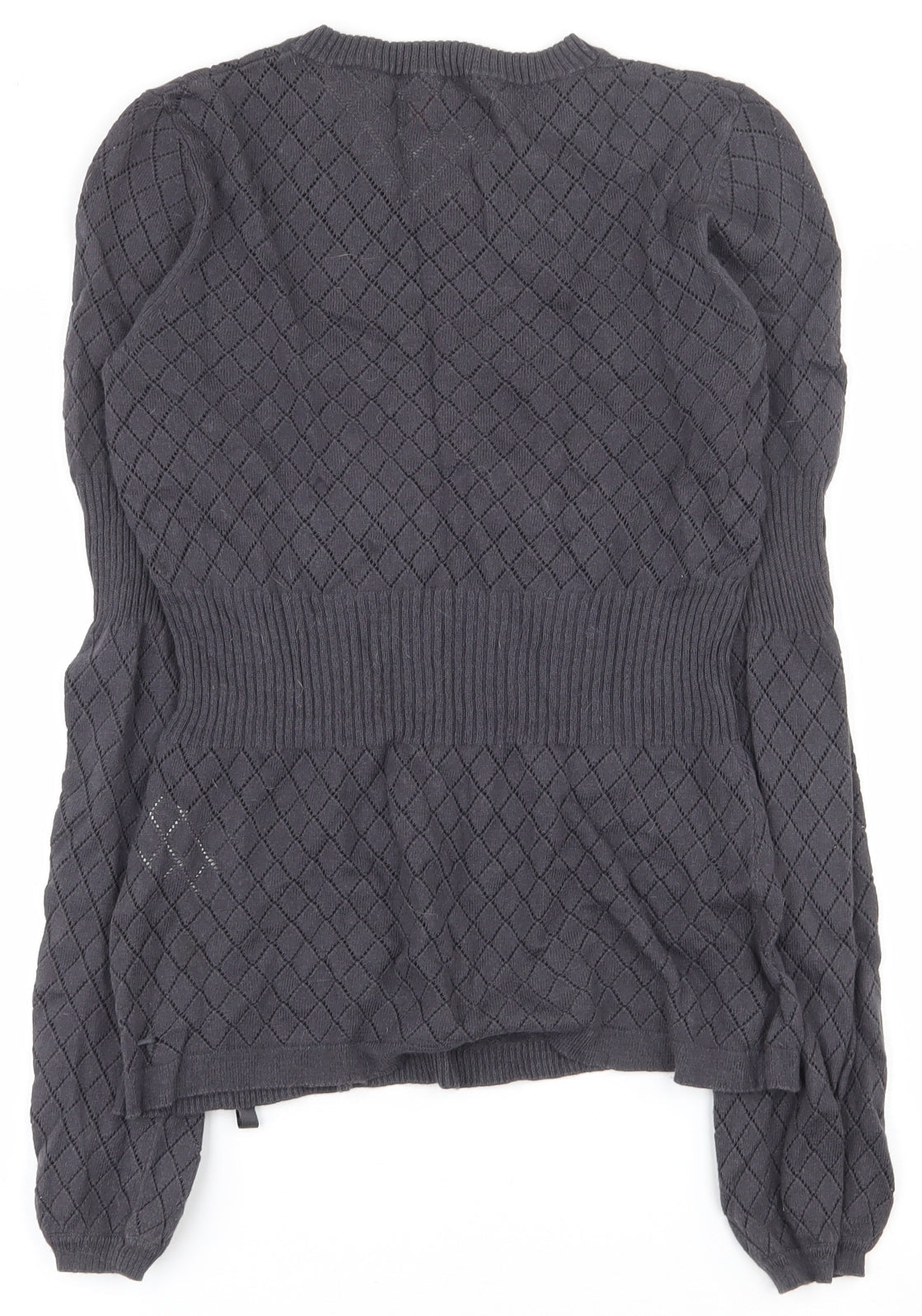 Freesoul Womens Grey V-Neck Argyle/Diamond Cotton Pullover Jumper Size S