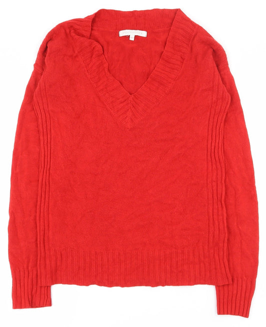 NEXT Womens Red V-Neck  Acrylic Pullover Jumper Size 8