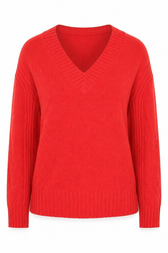NEXT Womens Red V-Neck  Acrylic Pullover Jumper Size 8