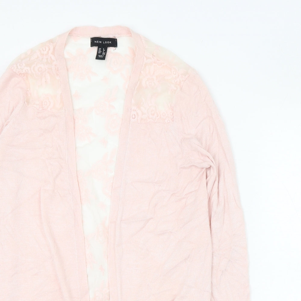 New Look Womens Pink Square Neck  Viscose Cardigan Jumper Size 6
