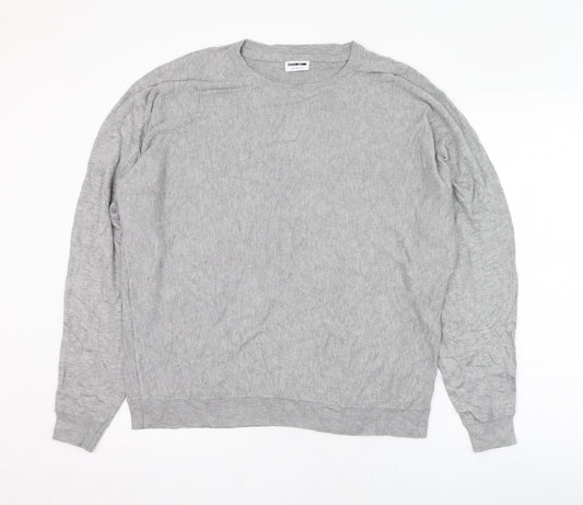 Noisy may Womens Grey Round Neck  Viscose Pullover Jumper Size L