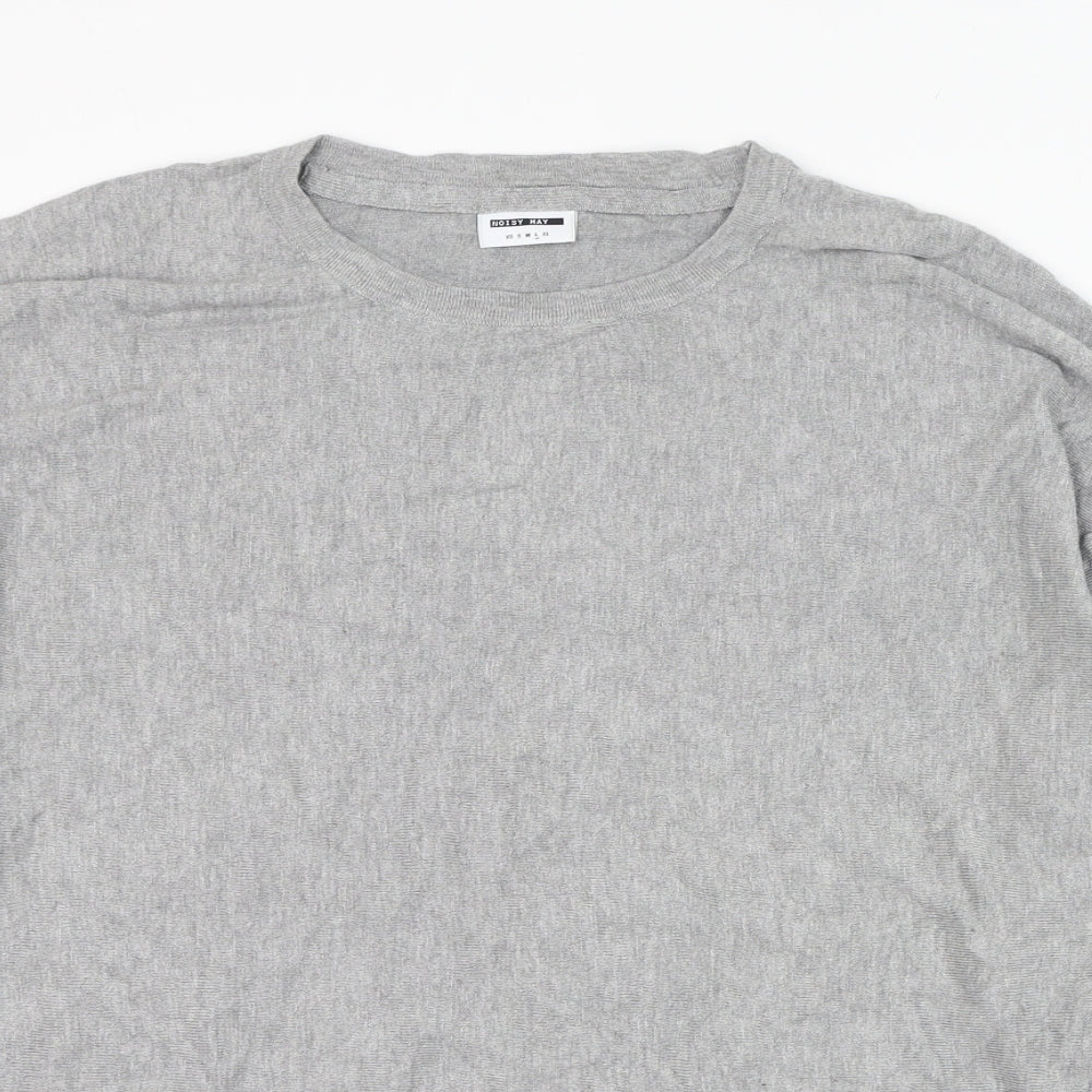 Noisy may Womens Grey Round Neck  Viscose Pullover Jumper Size L