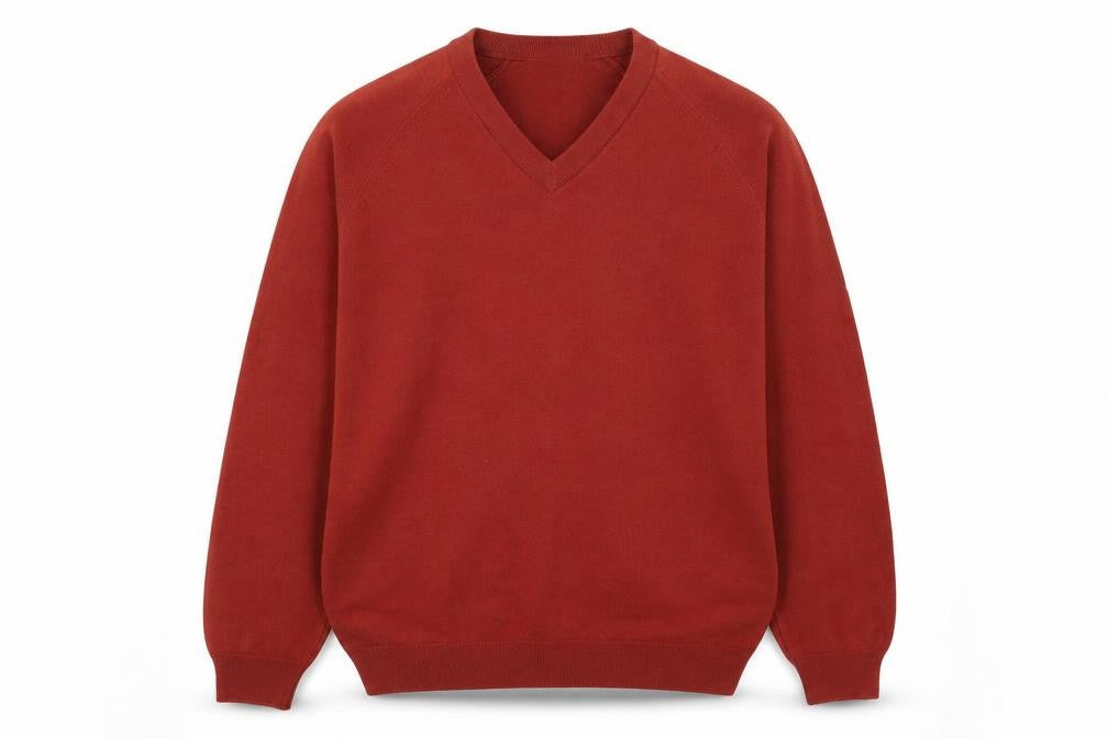 Country Trader Mens Red V-Neck  Acrylic Pullover Jumper Size M
