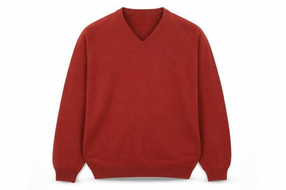 Country Trader Mens Red V-Neck  Acrylic Pullover Jumper Size M