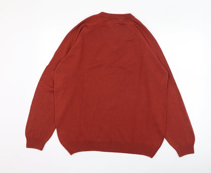 Country Trader Mens Red V-Neck  Acrylic Pullover Jumper Size M