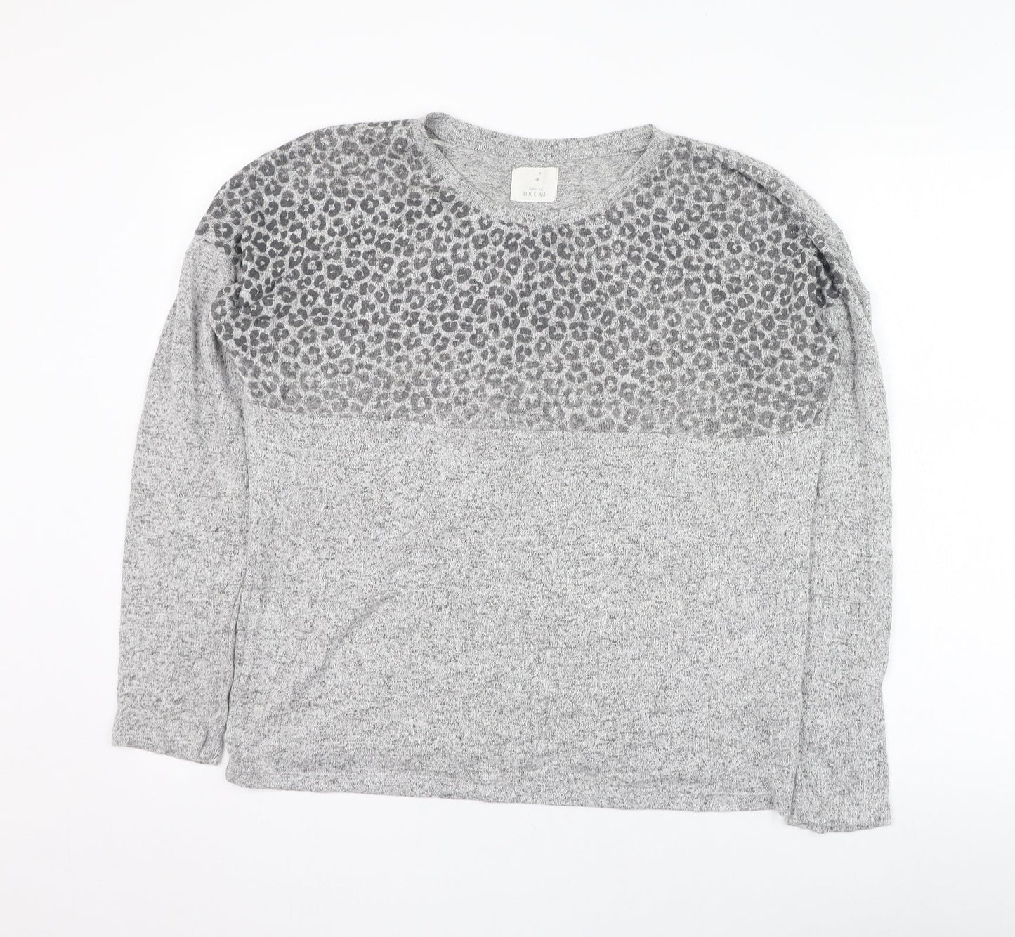 Matalan Womens Grey Round Neck Animal Print Viscose Pullover Jumper Size S   - Loungewear