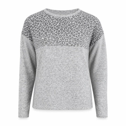 Matalan Womens Grey Round Neck Animal Print Viscose Pullover Jumper Size S   - Loungewear