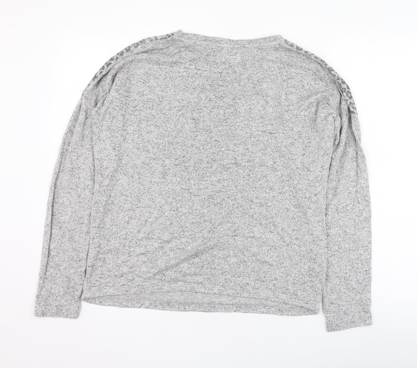 Matalan Womens Grey Round Neck Animal Print Viscose Pullover Jumper Size S   - Loungewear