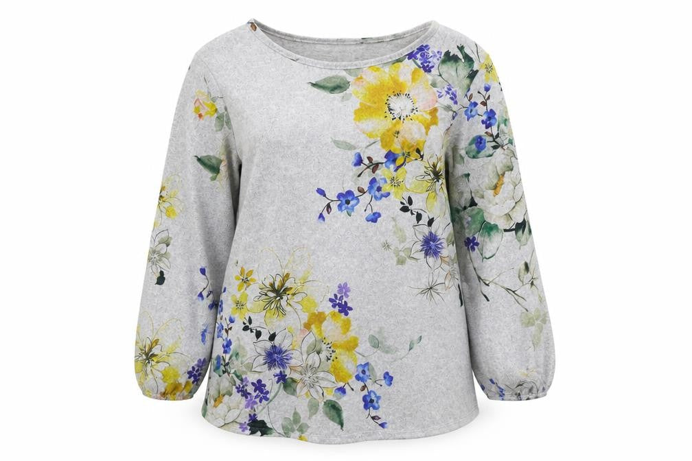 Matalan Womens Grey Round Neck Floral Polyester Pullover Jumper Size 12