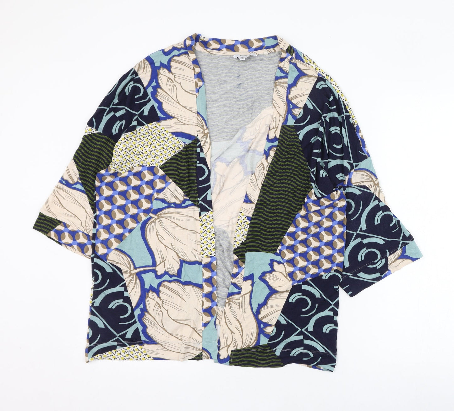 NEXT Womens Multicoloured Round Neck Geometric Viscose Cardigan Jumper Size M
