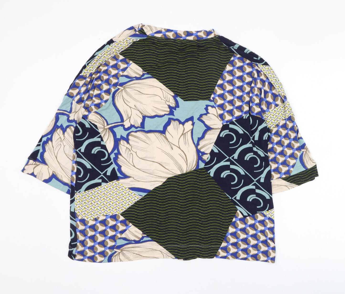 NEXT Womens Multicoloured Round Neck Geometric Viscose Cardigan Jumper Size M