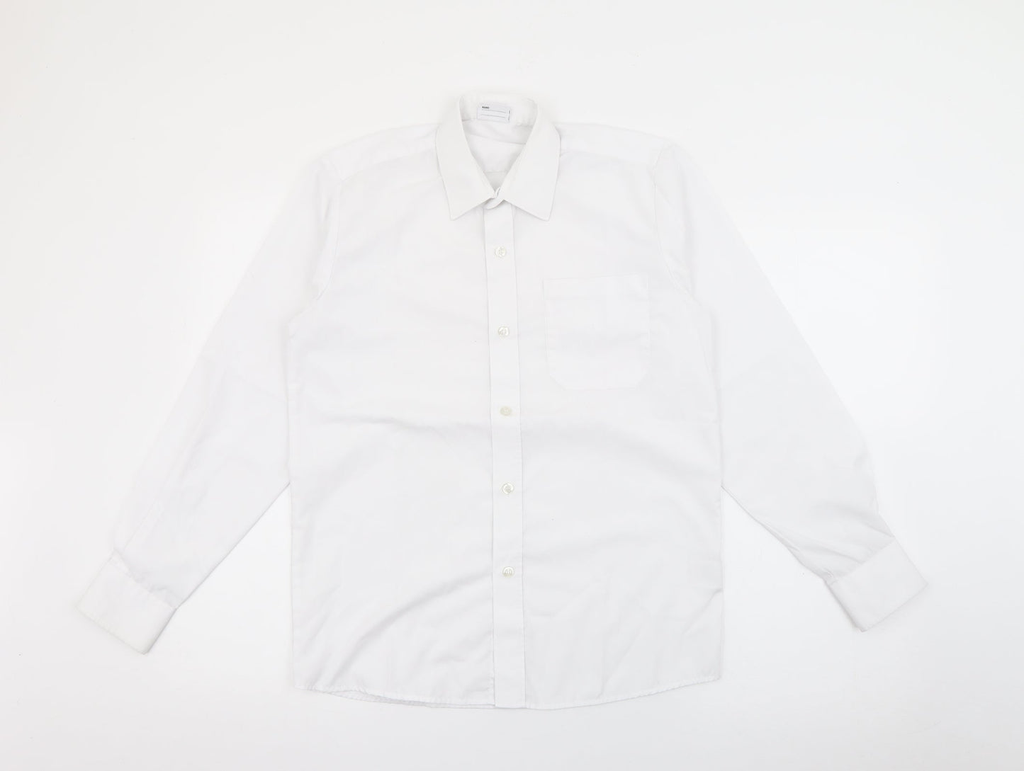 Banner Boys White  Polyester Basic Button-Up Size 13-14 Years Collared Button