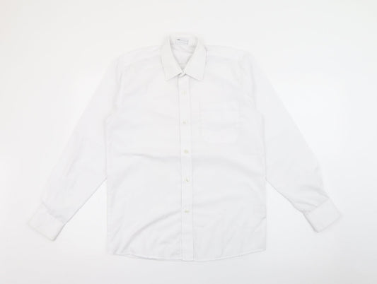 Banner Boys White  Polyester Basic Button-Up Size 13-14 Years Collared Button