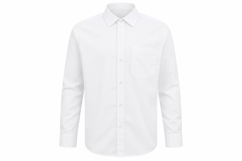 Banner Boys White  Polyester Basic Button-Up Size 13-14 Years Collared Button