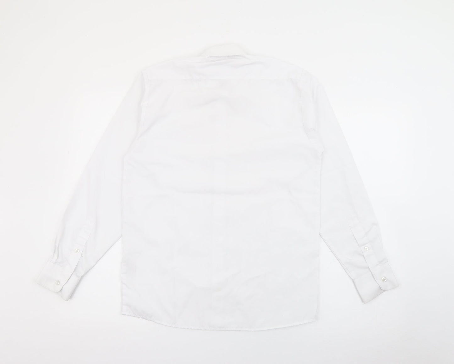 Banner Boys White  Polyester Basic Button-Up Size 13-14 Years Collared Button