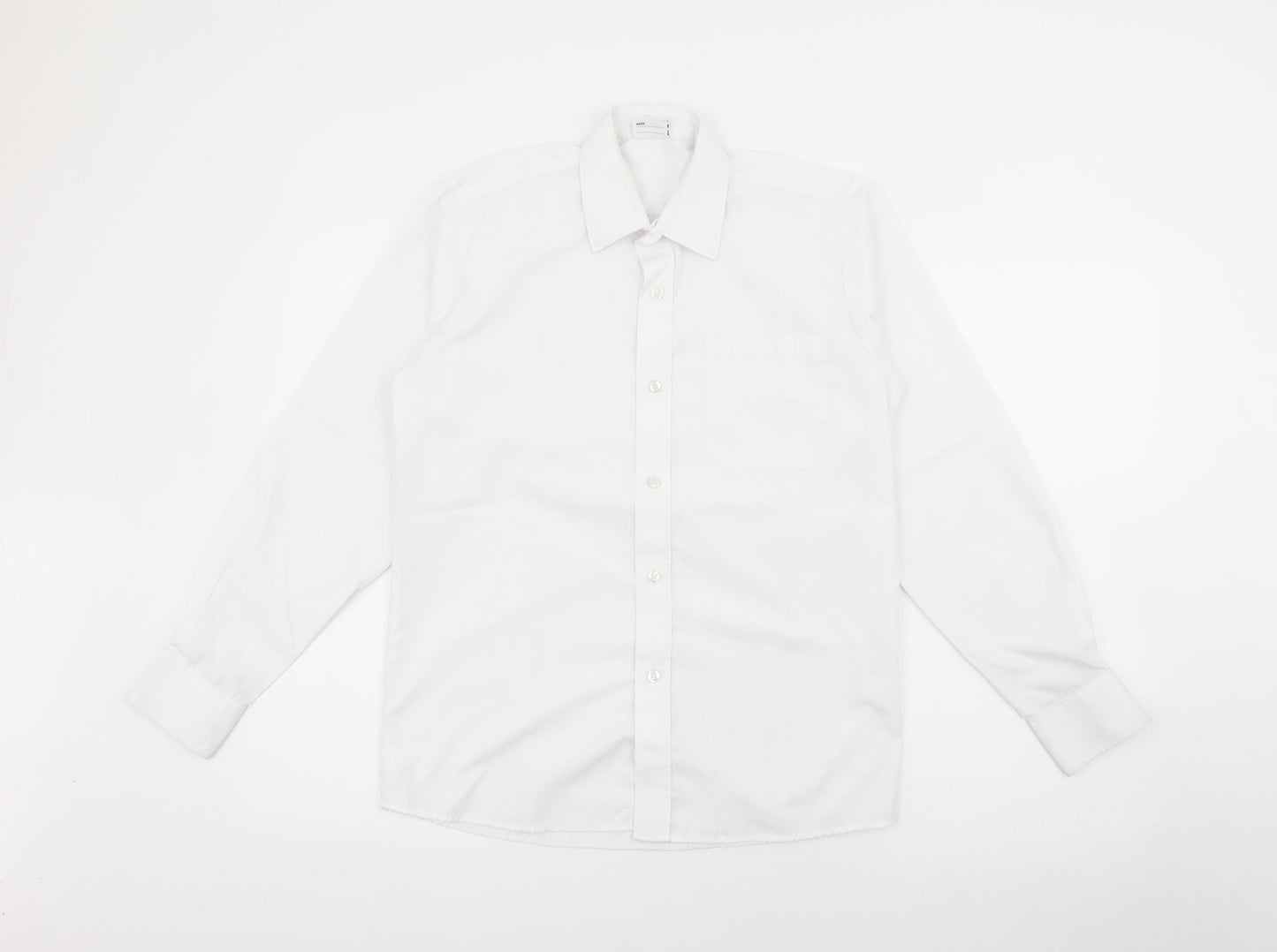 Banner Boys White  Polyester Basic Button-Up Size 13-14 Years Collared Button