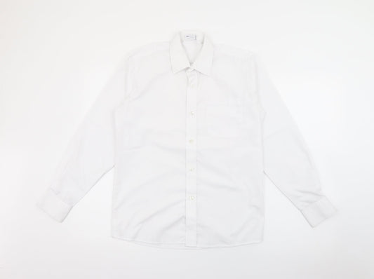 Banner Boys White  Polyester Basic Button-Up Size 13-14 Years Collared Button