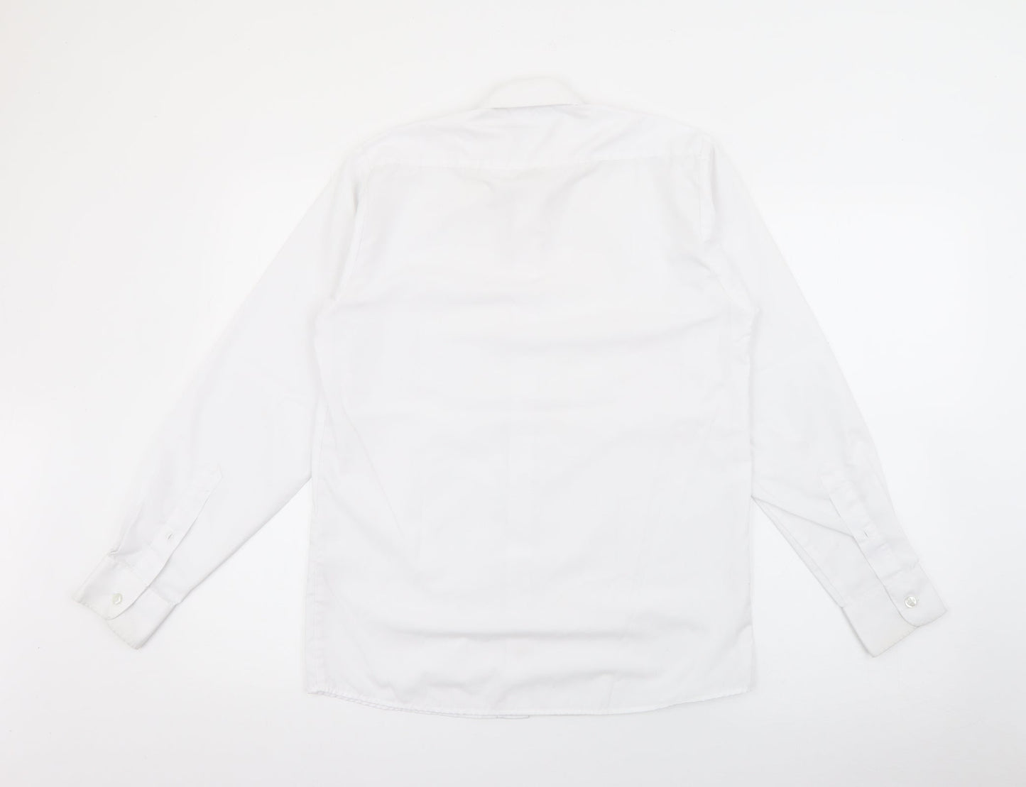 Banner Boys White  Polyester Basic Button-Up Size 13-14 Years Collared Button