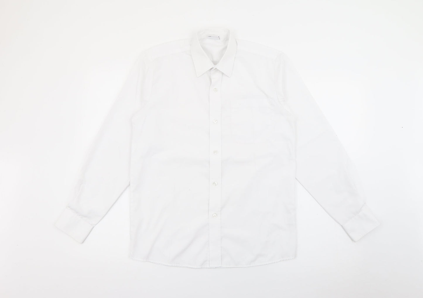 Banner Boys White  Polyester Basic Button-Up Size 13-14 Years Collared Button