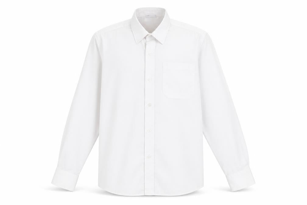 Banner Boys White  Polyester Basic Button-Up Size 13-14 Years Collared Button