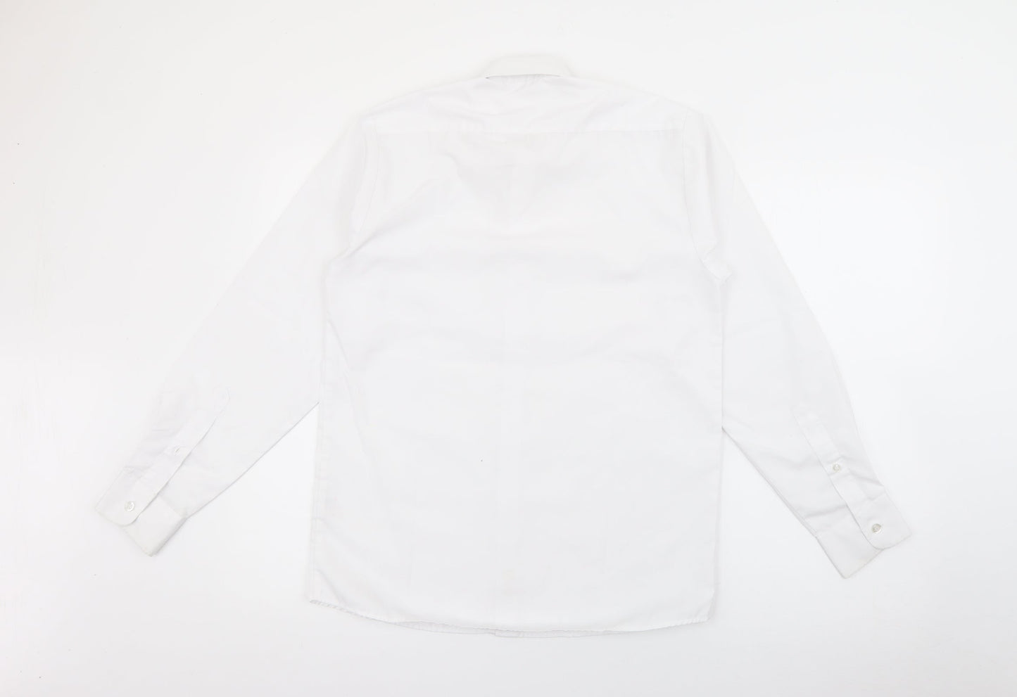 Banner Boys White  Polyester Basic Button-Up Size 13-14 Years Collared Button