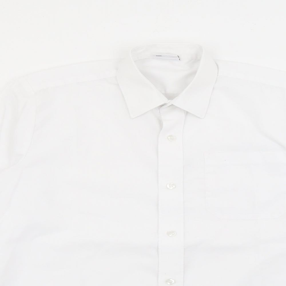 Banner Boys White  Polyester Basic Button-Up Size 13-14 Years Collared Button