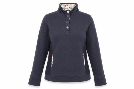 Tu Womens Blue High Neck  Cotton Pullover Jumper Size 10